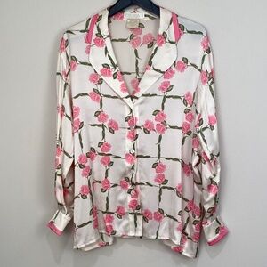ESCADA Margaretha Ley Rose Trellis Silk Blouse